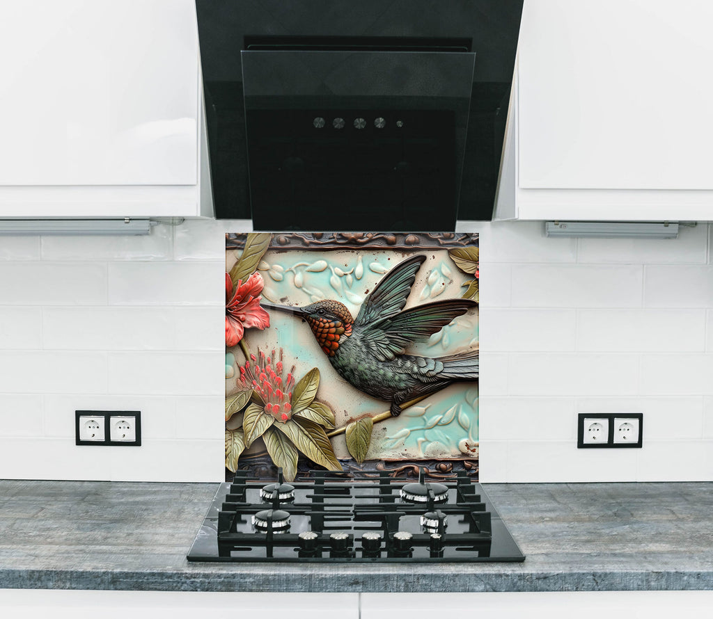 Vintage Hummingbird – Glass Kitchen Backsplash-BacksplashArtworks