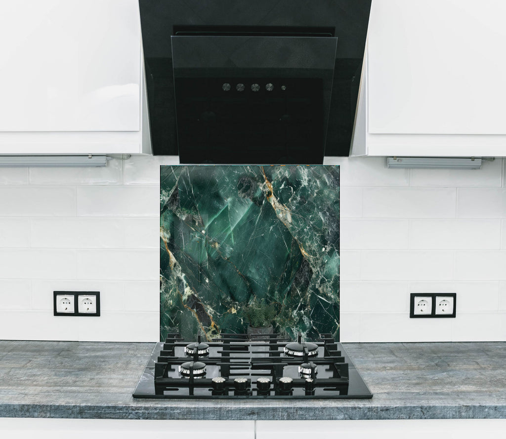 Forest Green Marble - Glass Kitchen Backsplash-BacksplashArtworks