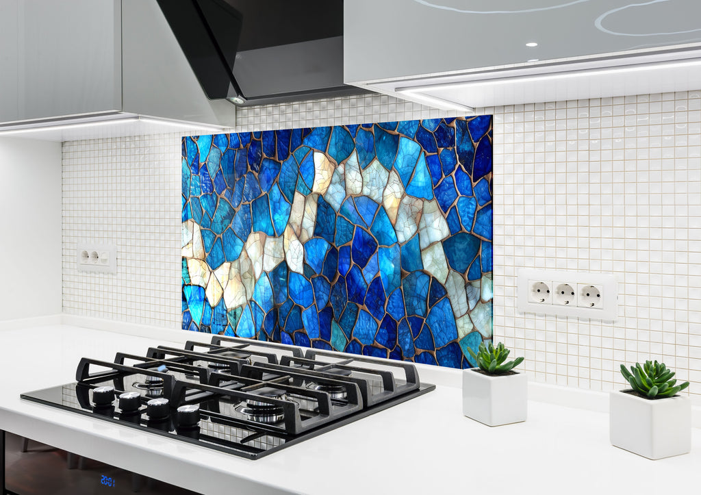 Blue Agate - Glass Kitchen Backsplash-BacksplashArtworks