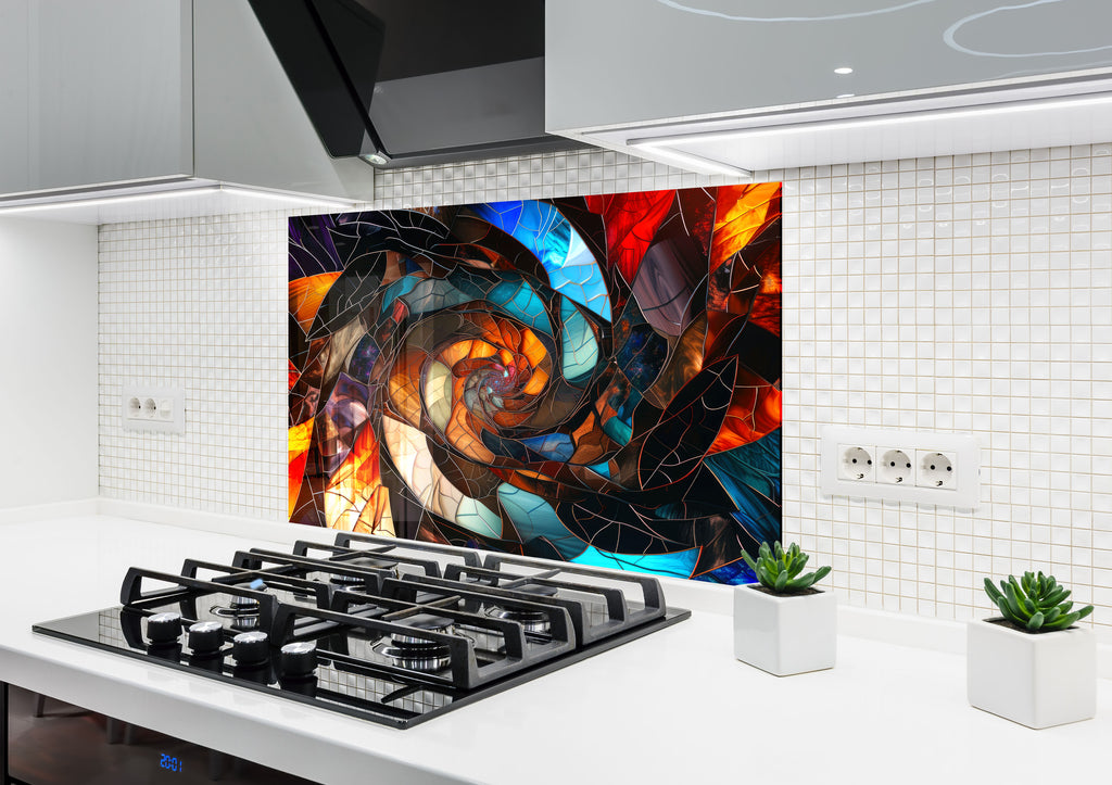 Spiral Vortex - Glass Kitchen Backsplash-BacksplashArtworks