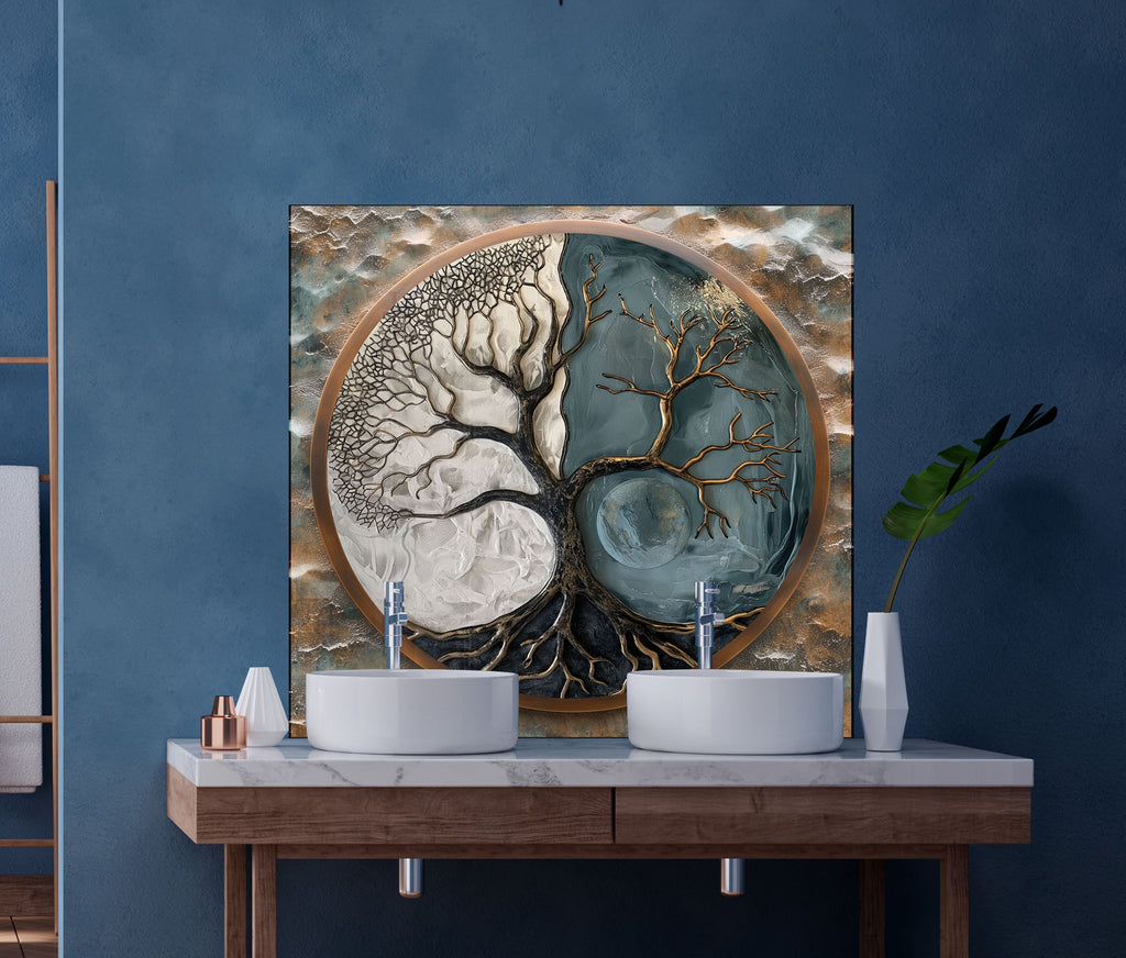 Yin-Yang Tree of Life - Glass Kitchen Backsplash-BacksplashArtworks