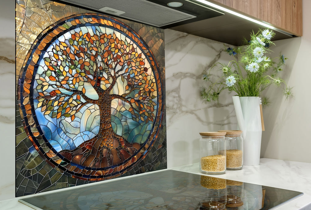Tree of Life - Tempered Glass Kitchen Backsplash-BacksplashArtworks