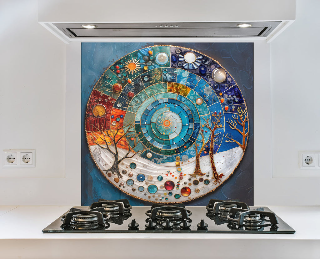 Celestial Seasons - Glass Kitchen Backsplash-BacksplashArtworks