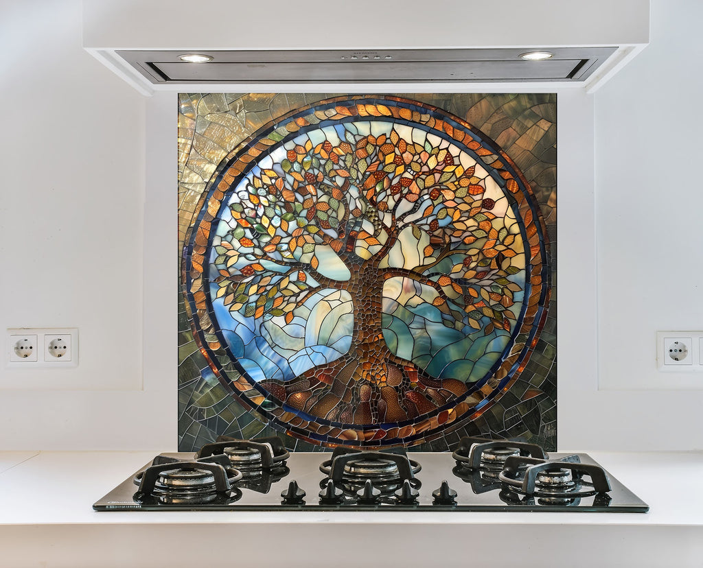 Tree of Life - Tempered Glass Kitchen Backsplash-BacksplashArtworks