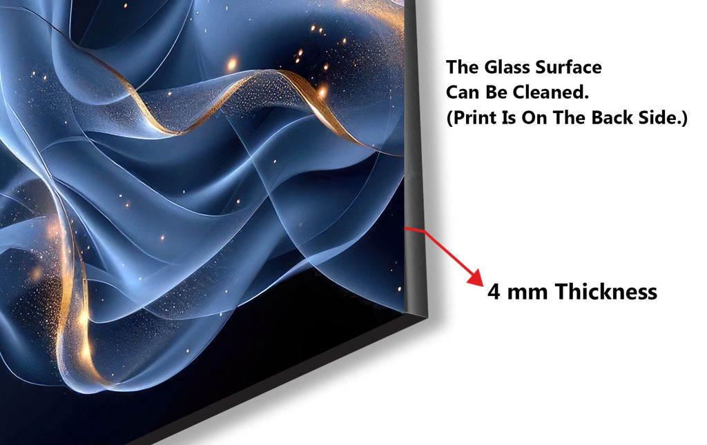 Blue Cosmic Wave – Glass Kitchen Backsplash-BacksplashArtworks