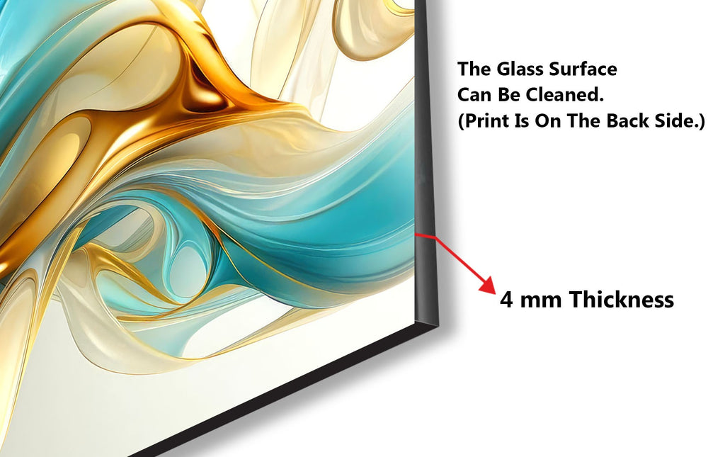 Golden Waves – Tempered Glass Kitchen Backsplash-BacksplashArtworks