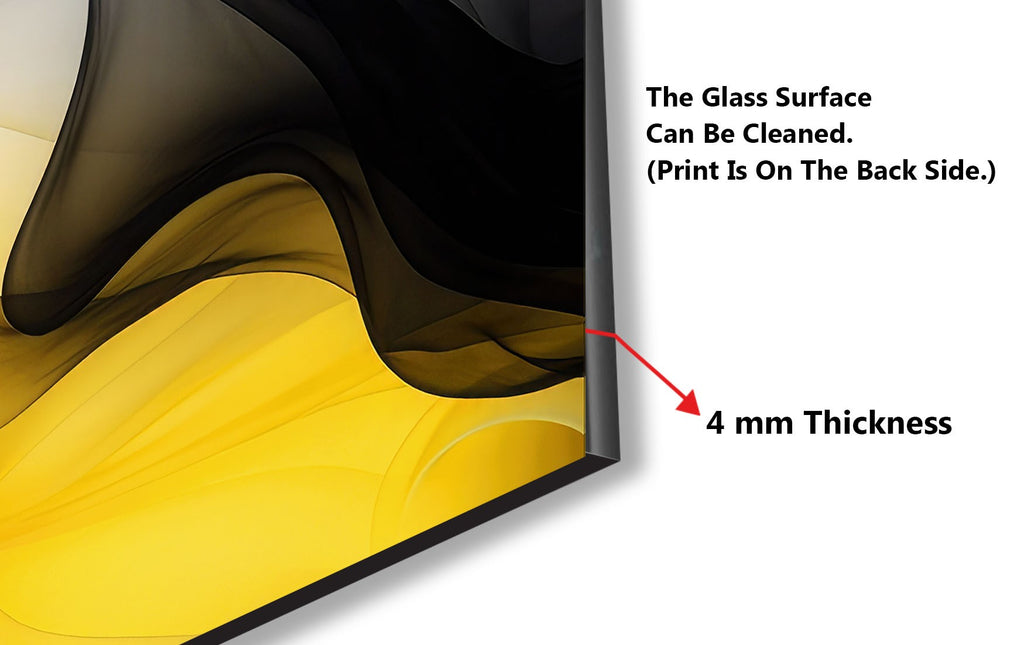 Yellow & Black Flow – Glass Kitchen Backsplash-BacksplashArtworks