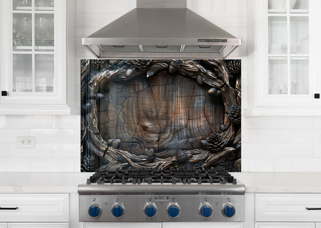 Tree Trunk - Glass Kitchen Backsplash-BacksplashArtworks