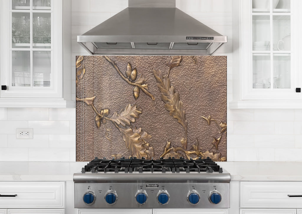 Timeless Oak Elegance Luxurious - Glass Kitchen Backsplash-BacksplashArtworks
