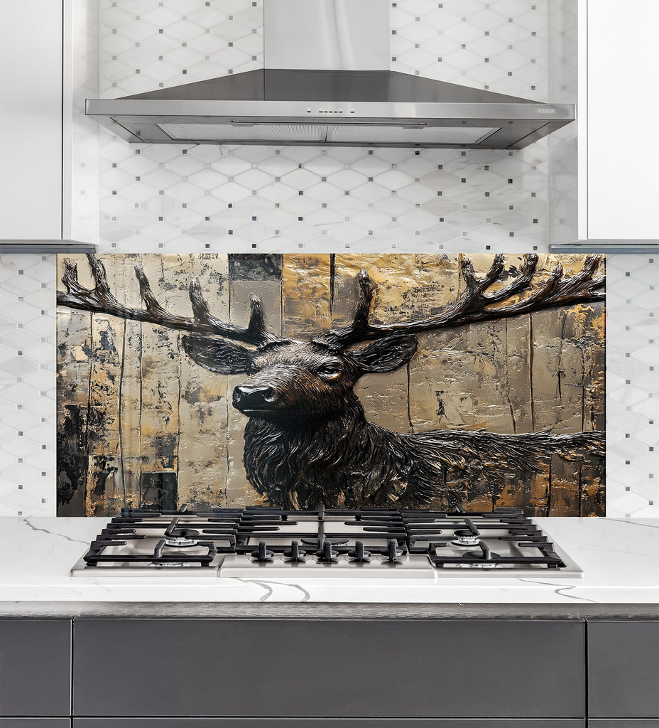 Majestic Stag - Glass Kitchen Backsplash-BacksplashArtworks