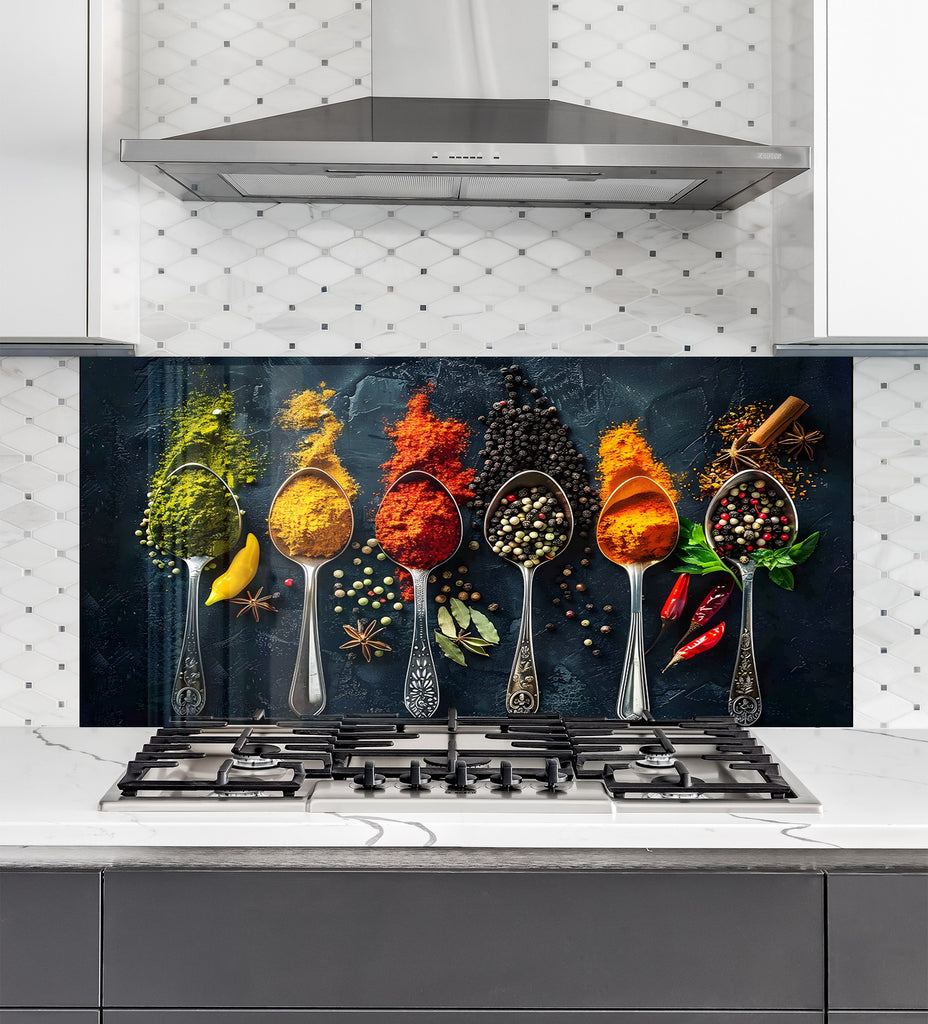 Spice Explosion - Tempered Glass Kitchen Backsplash-BacksplashArtworks