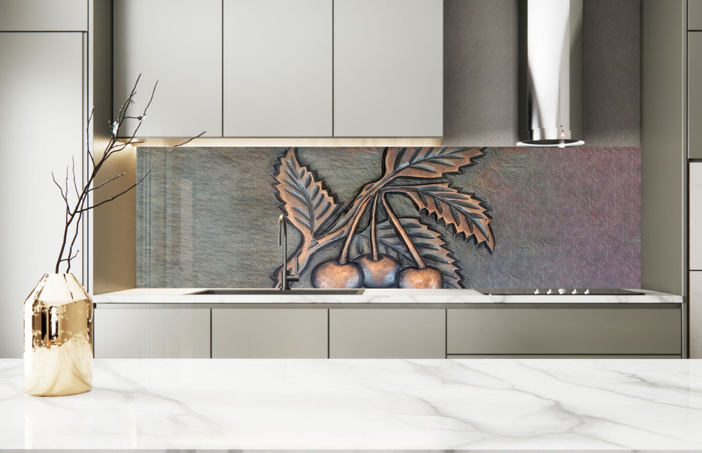 Cherry Charm Luxurious - Glass Kitchen Backsplash-BacksplashArtworks
