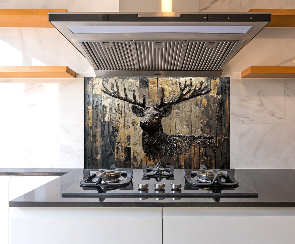 Majestic Stag - Glass Kitchen Backsplash-BacksplashArtworks