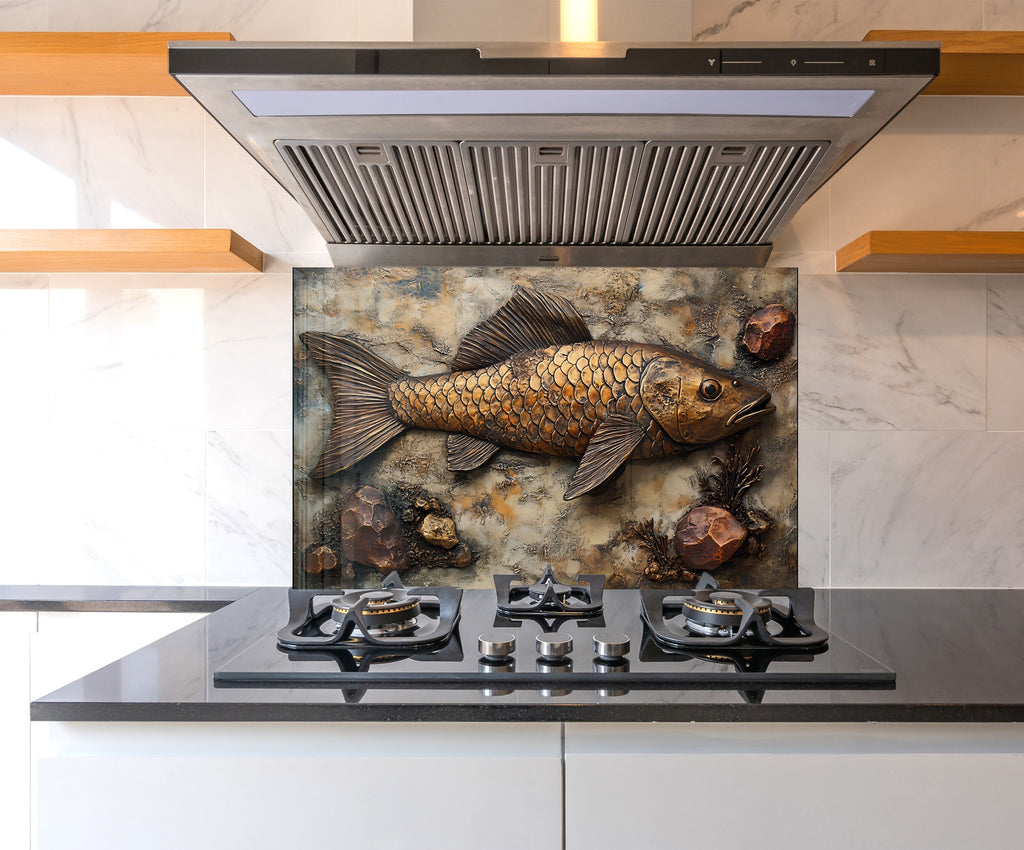 Rustic Fish - Glass Kitchen Backsplash-BacksplashArtworks