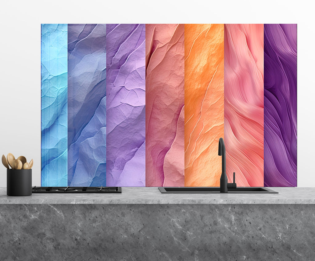Waves of Color – Glass Kitchen Backsplash-BacksplashArtworks