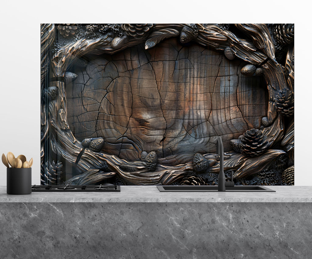 Tree Trunk - Glass Kitchen Backsplash-BacksplashArtworks