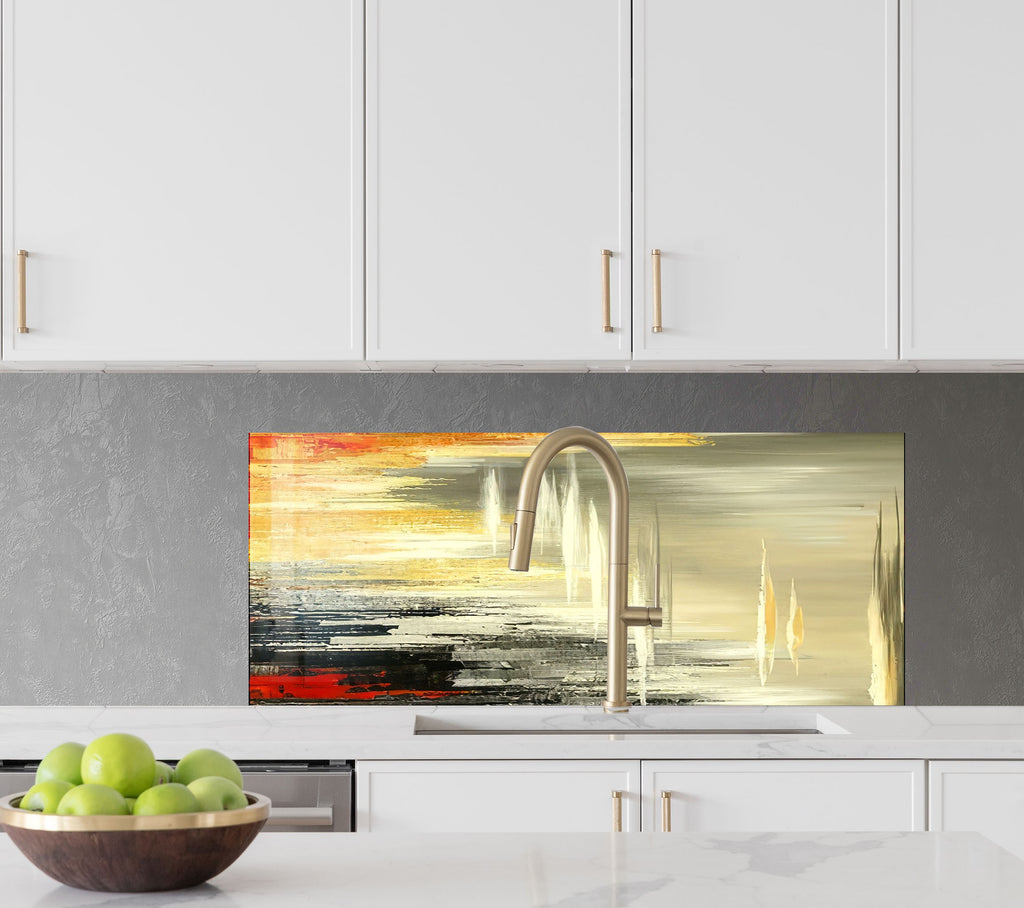 Abstract Elegance – Tempered Glass Kitchen Backsplash-BacksplashArtworks