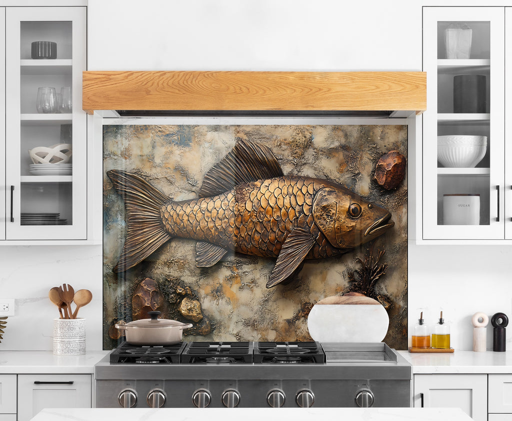 Rustic Fish - Glass Kitchen Backsplash-BacksplashArtworks