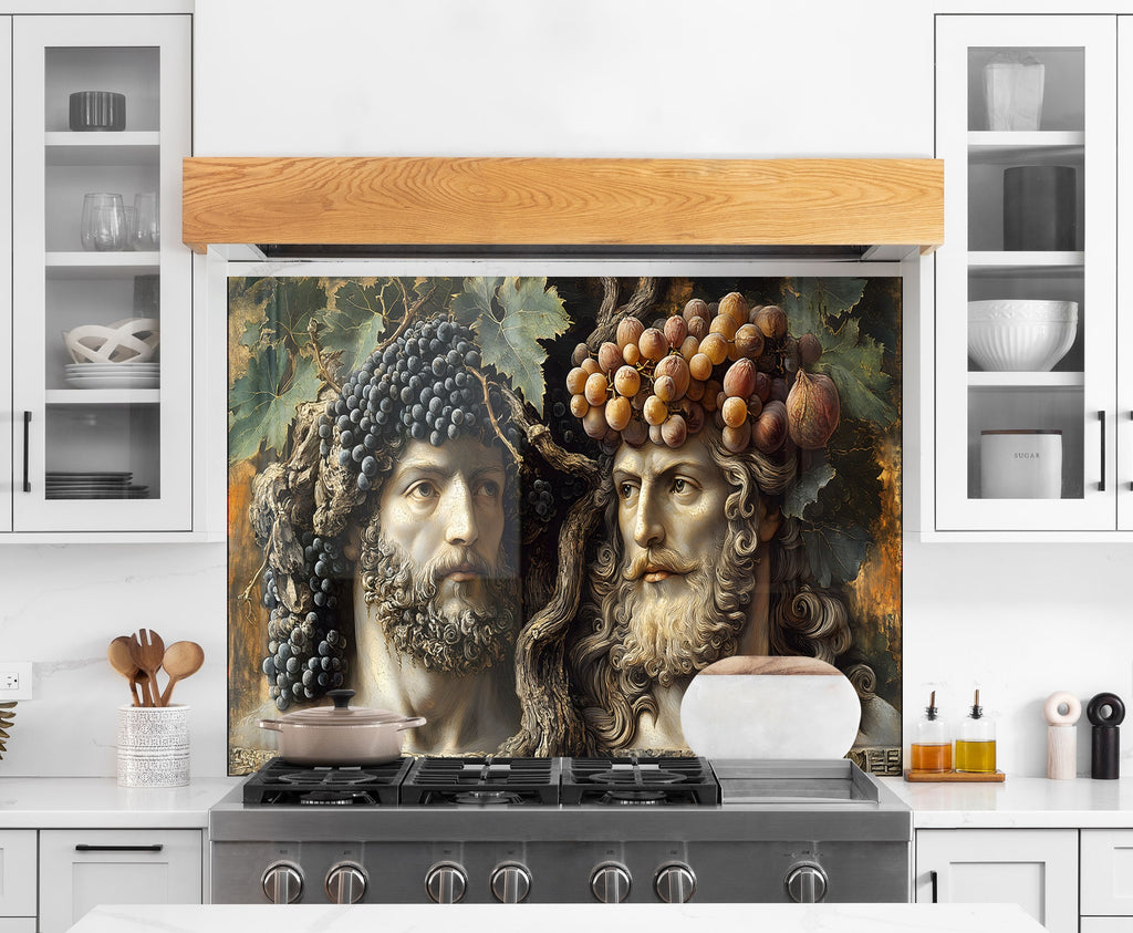 Mythical Harvest - Glass Kitchen Backsplash-BacksplashArtworks