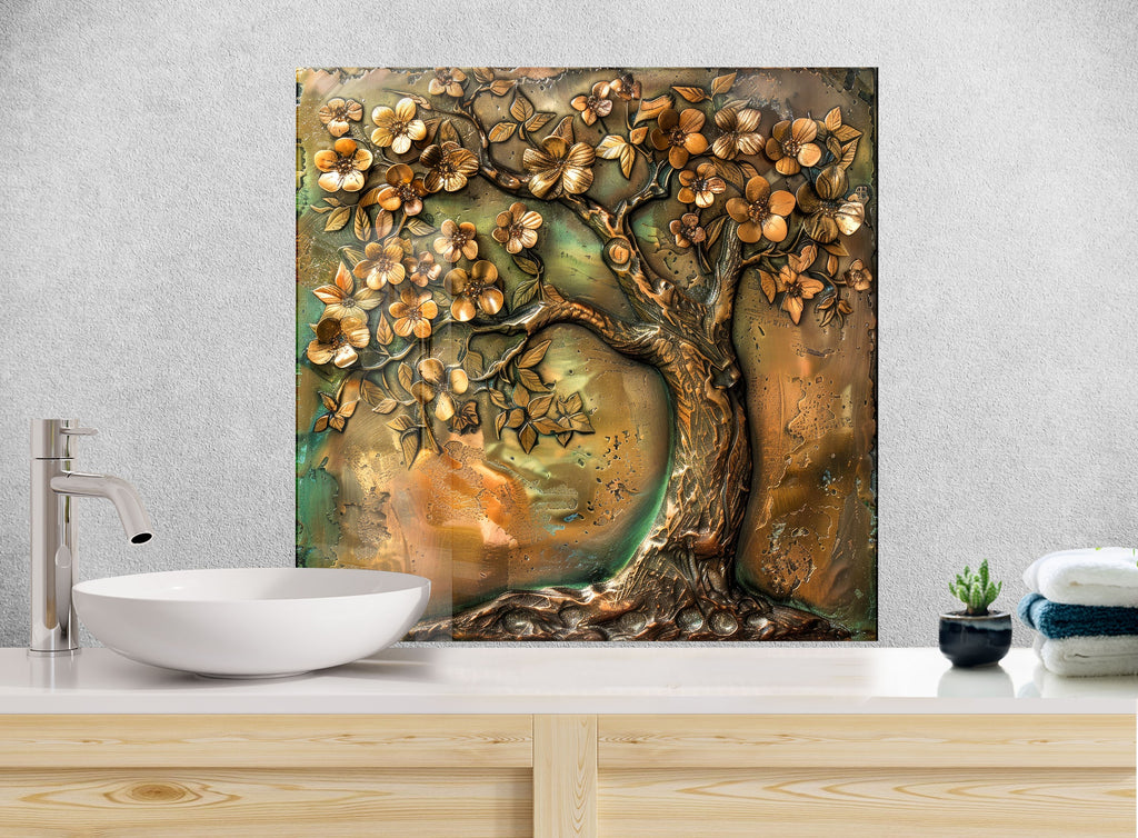 Brown Tree - Glass Kitchen Backsplash-BacksplashArtworks