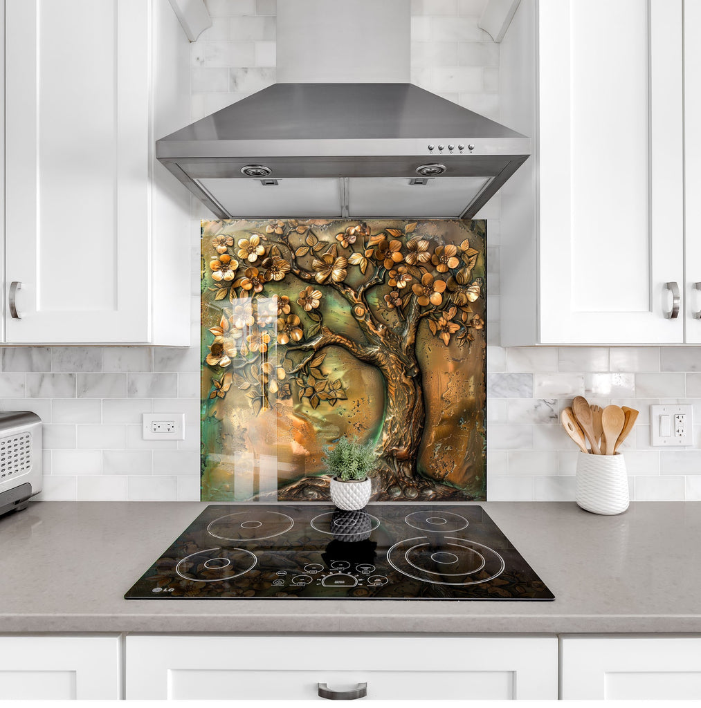 Brown Tree - Glass Kitchen Backsplash-BacksplashArtworks