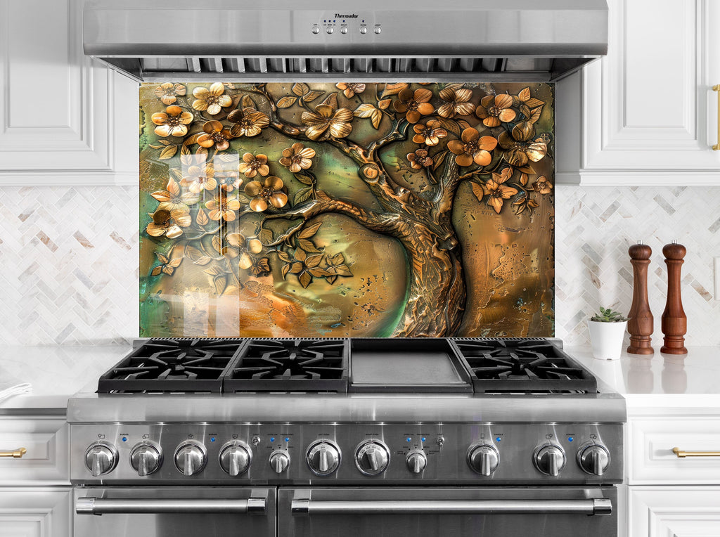 Brown Tree - Glass Kitchen Backsplash-BacksplashArtworks