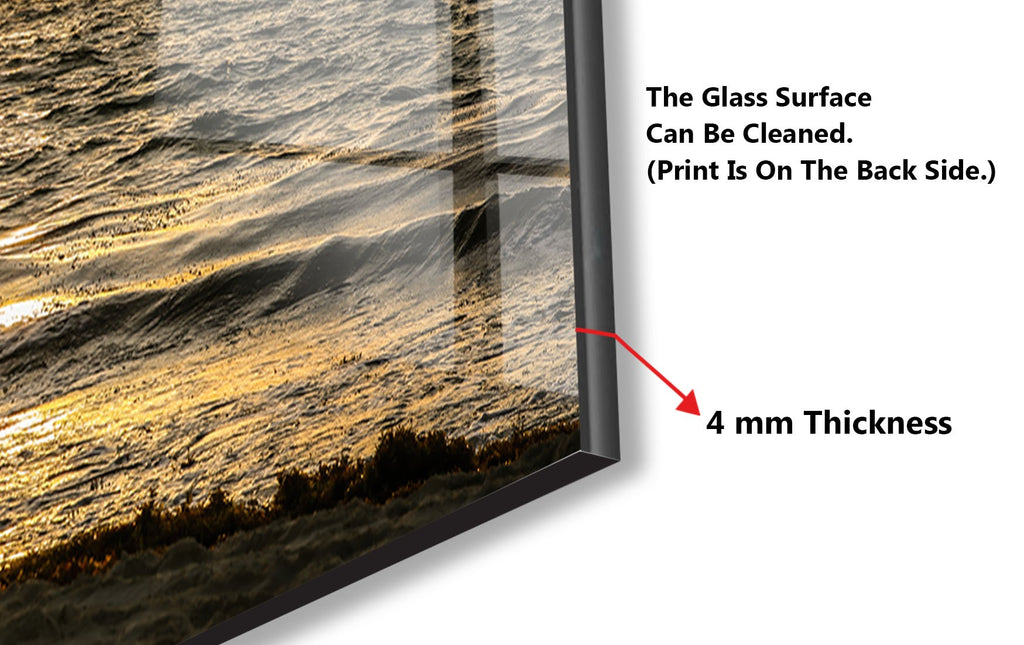Golden Ocean Sunset Wall Art – Tempered Glass Kitchen Backsplash-BacksplashArtworks