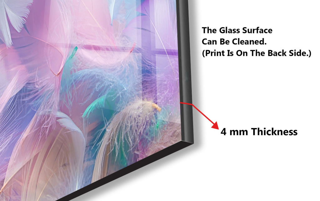 Feathered Bliss – Glass Kitchen Backsplash-BacksplashArtworks