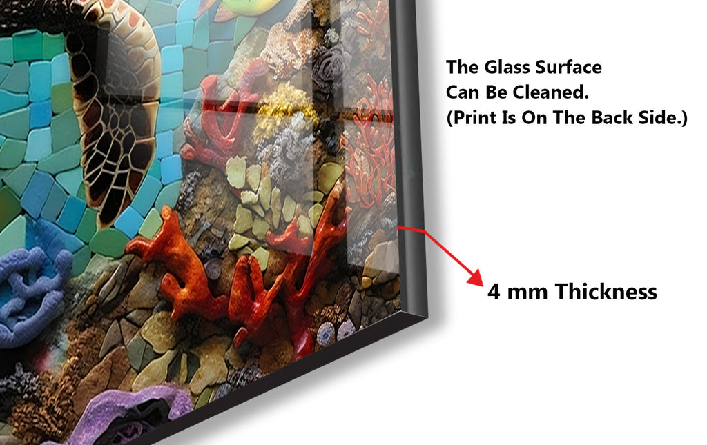 Ocean Mosaic Sea Turtle – Glass Kitchen Backsplash-BacksplashArtworks