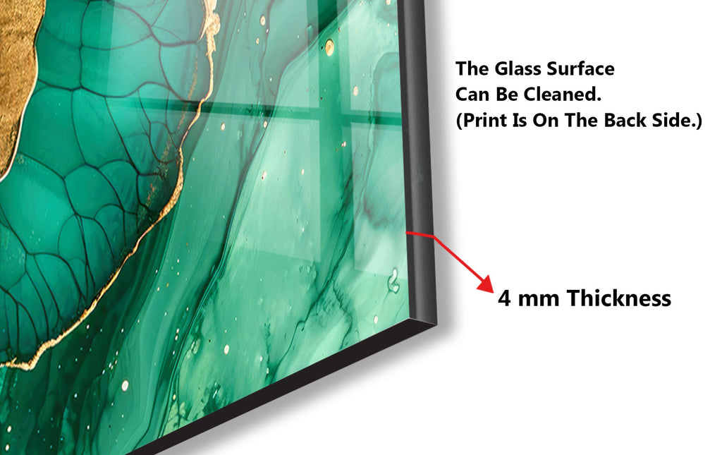 Emerald Gold Elegance - Glass Kitchen Backsplash-BacksplashArtworks