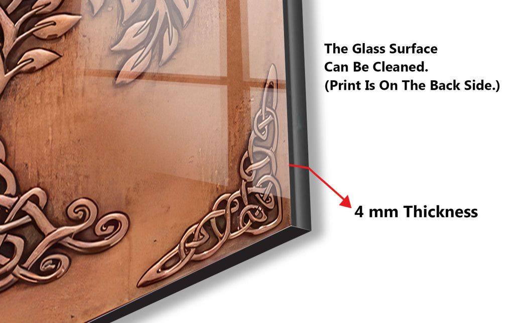 Celtic Tree of Life - Copper-Toned Glass Kitchen Backsplash-BacksplashArtworks