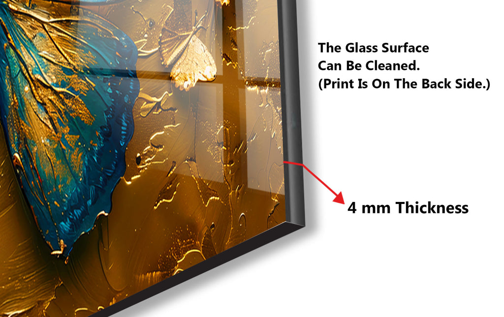Golden Butterfly – Glass Kitchen Backsplash-BacksplashArtworks