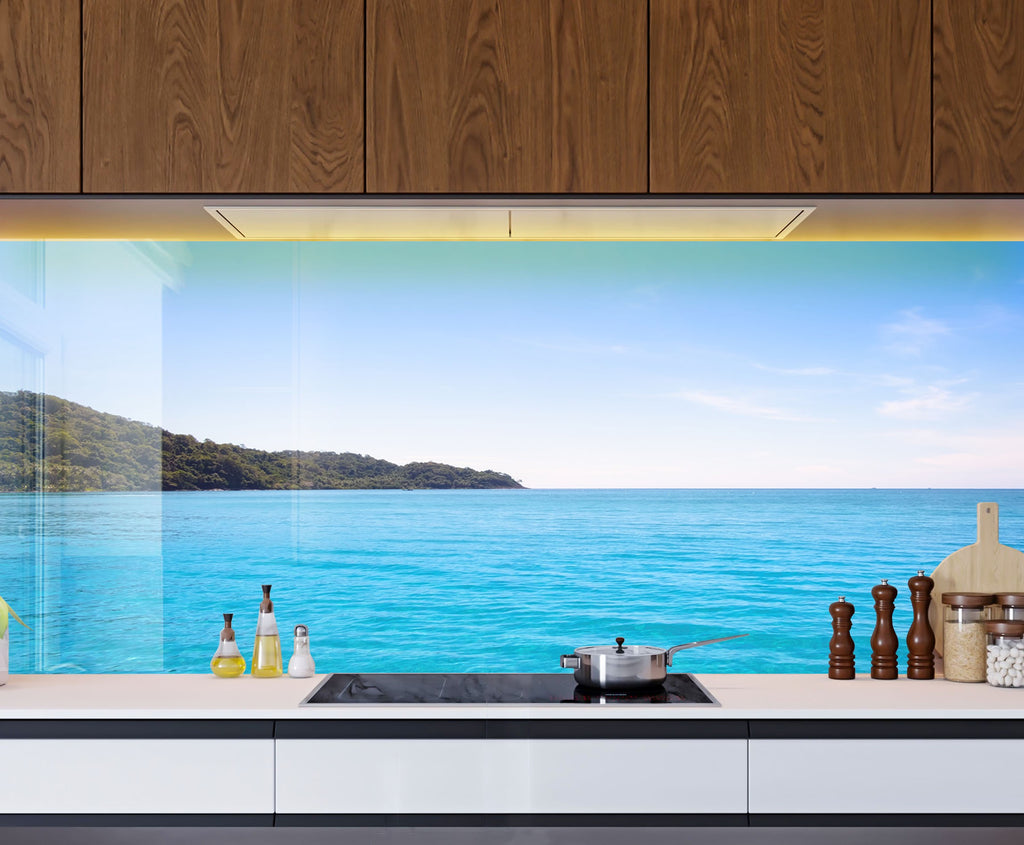 Crystal Blue Ocean Wall Art – Tempered Glass Kitchen Backsplash-BacksplashArtworks