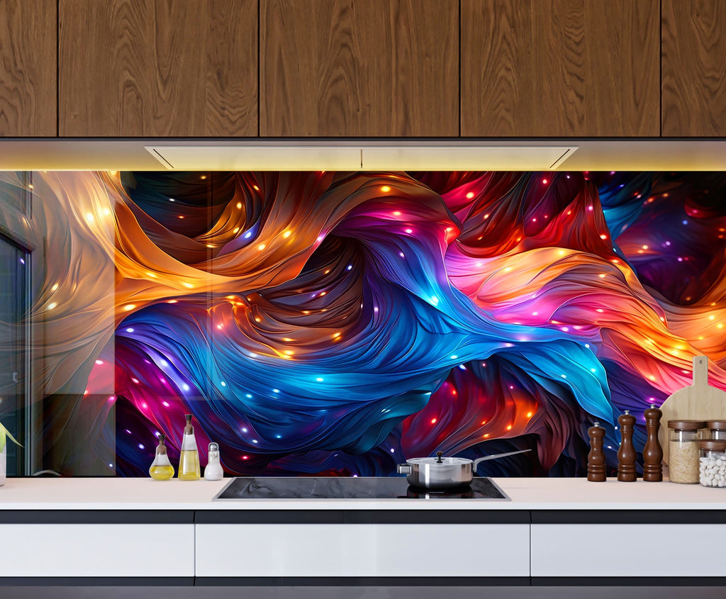 Cosmic Flow – Tempered Glass Kitchen Backsplash-BacksplashArtworks