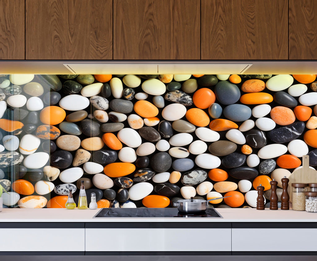 Beach Stones Glass Backsplash-BacksplashArtworks