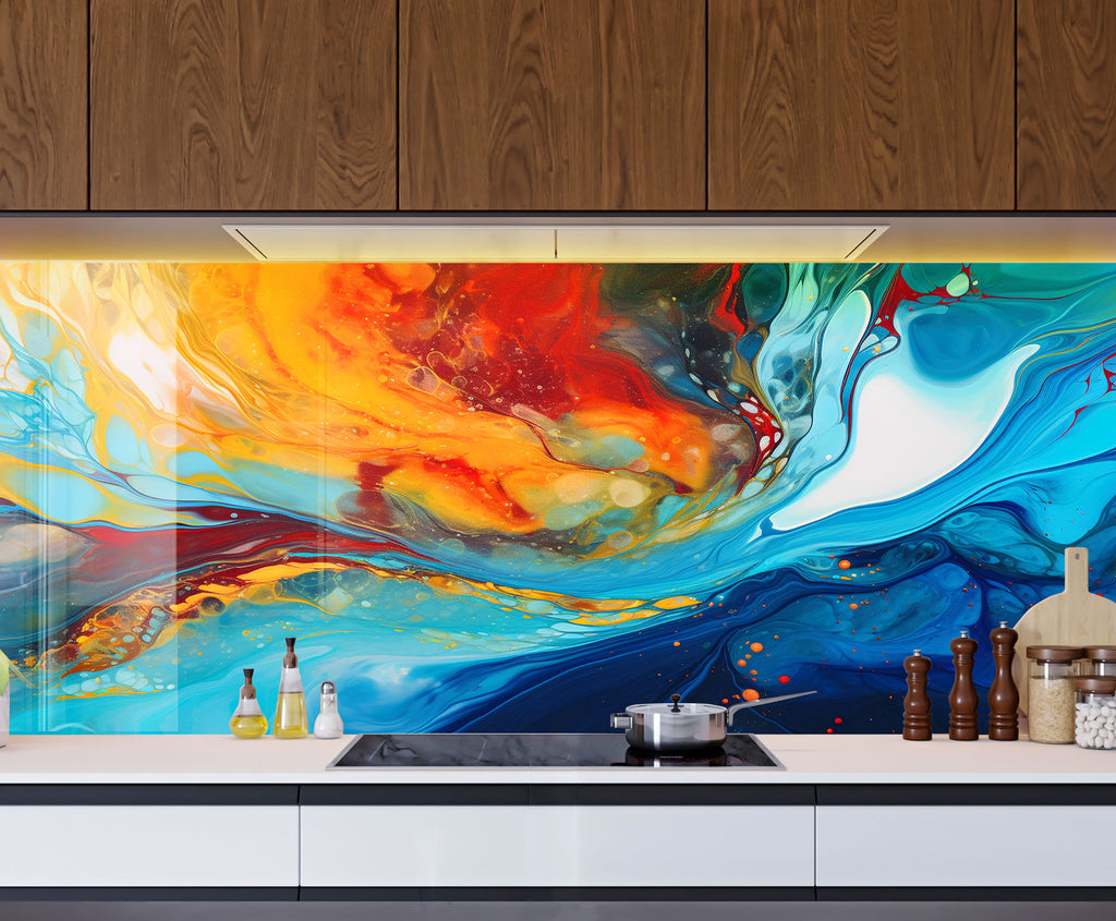 Abstract Tempered Glass Backsplash-BacksplashArtworks