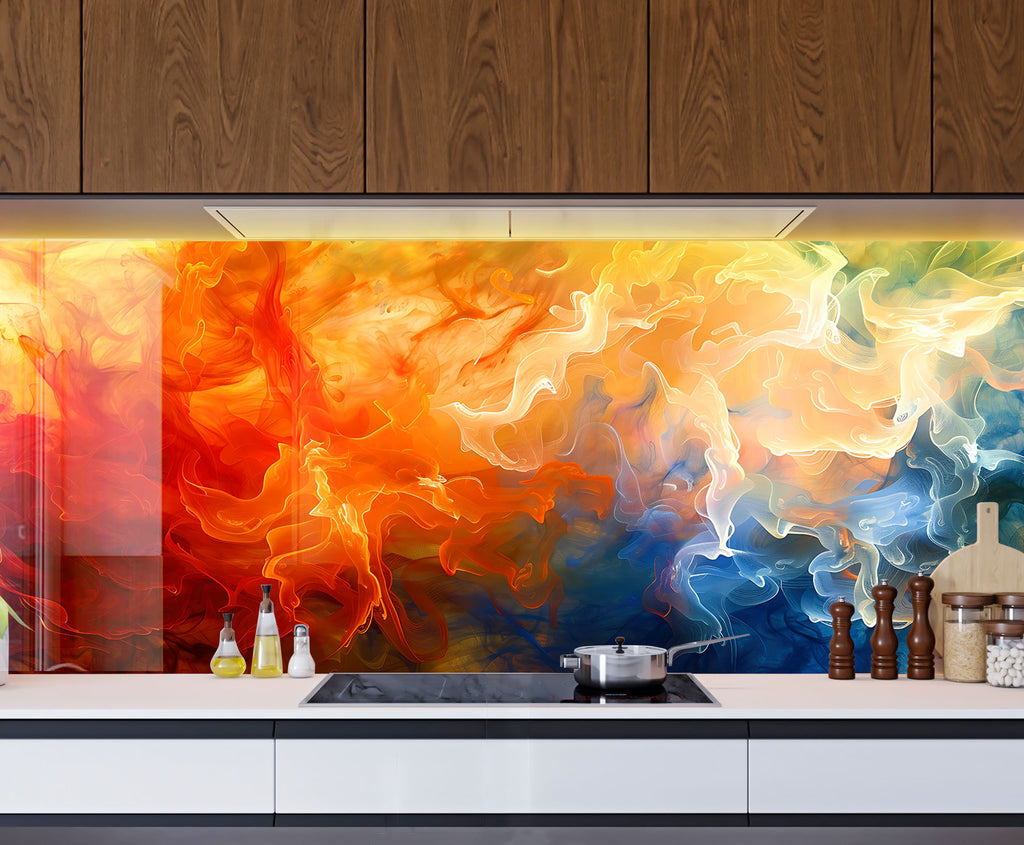 Abstract Tempered Glass Backsplash-BacksplashArtworks