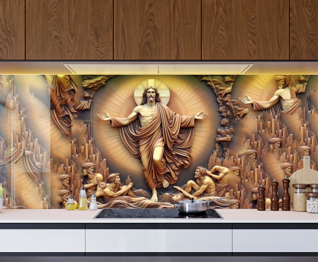 Jesus - Tempered Glass Kitchen Backsplash-BacksplashArtworks
