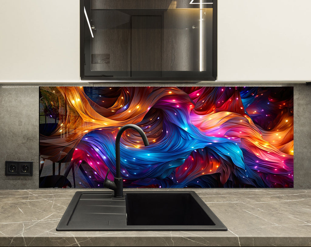 Cosmic Flow – Tempered Glass Kitchen Backsplash-BacksplashArtworks