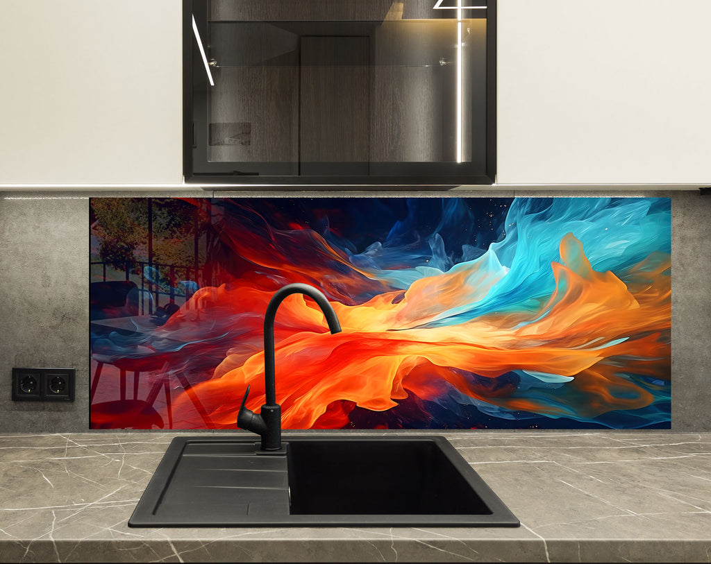 Elemental Fusion - Glass Kitchen Backsplash-BacksplashArtworks