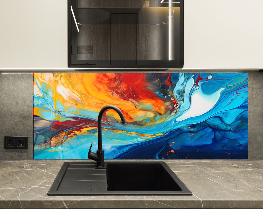 Abstract Tempered Glass Backsplash-BacksplashArtworks