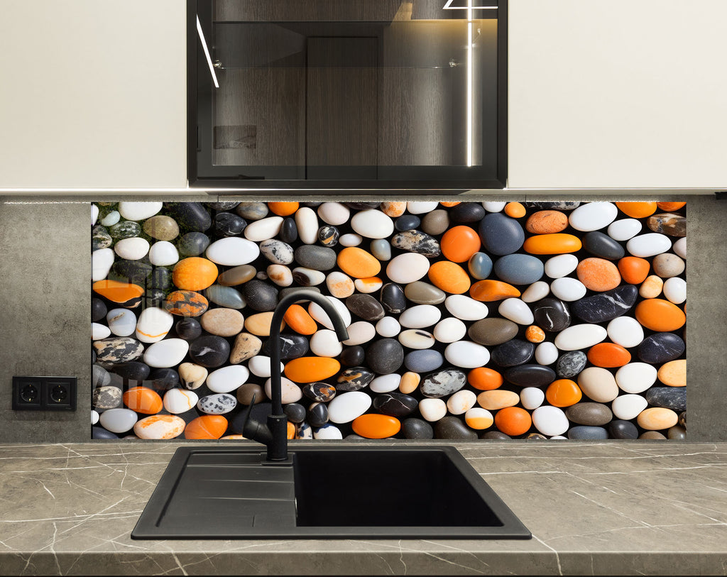 Beach Stones Glass Backsplash-BacksplashArtworks