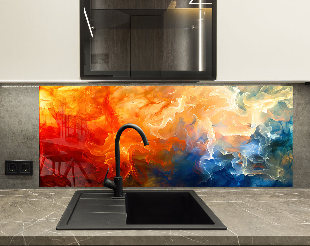 Abstract Tempered Glass Backsplash-BacksplashArtworks