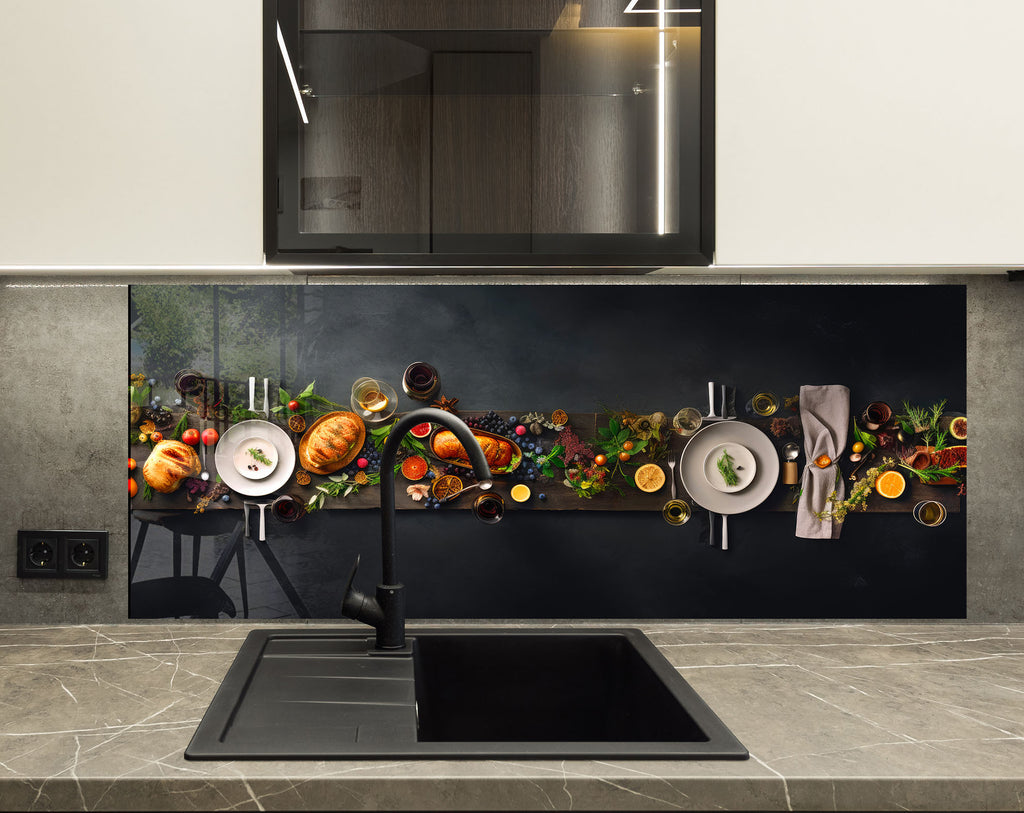 Gourmet Feast – Glass Kitchen Backsplash-BacksplashArtworks