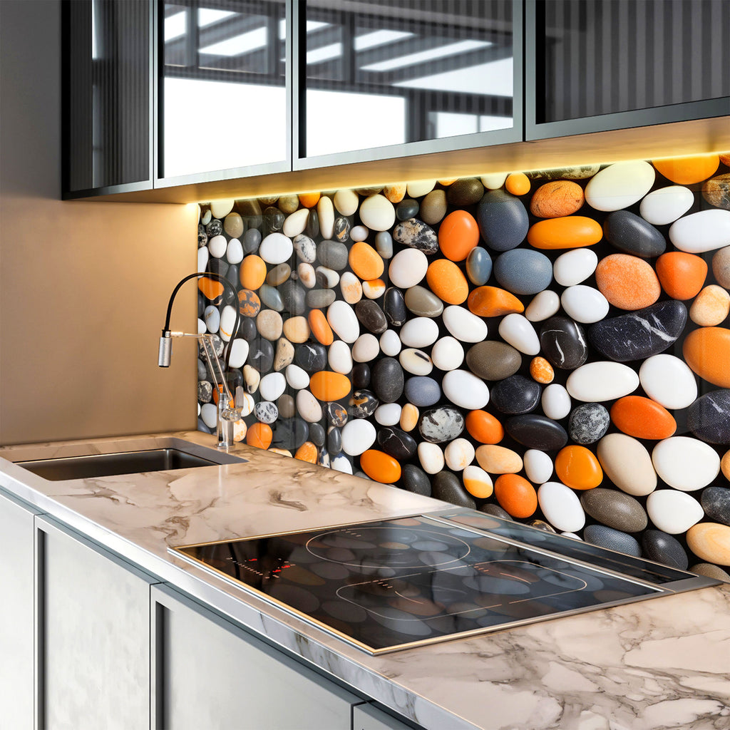 Beach Stones Glass Backsplash-BacksplashArtworks
