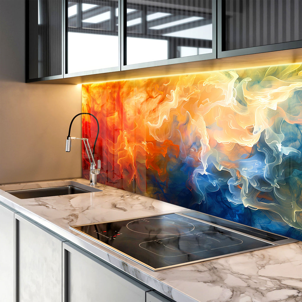 Abstract Tempered Glass Backsplash-BacksplashArtworks