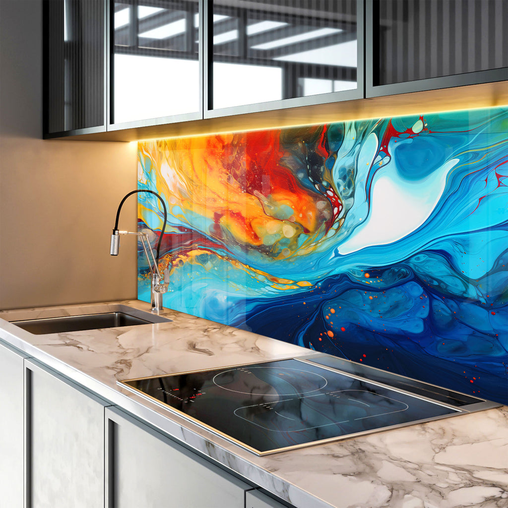 Abstract Tempered Glass Backsplash-BacksplashArtworks