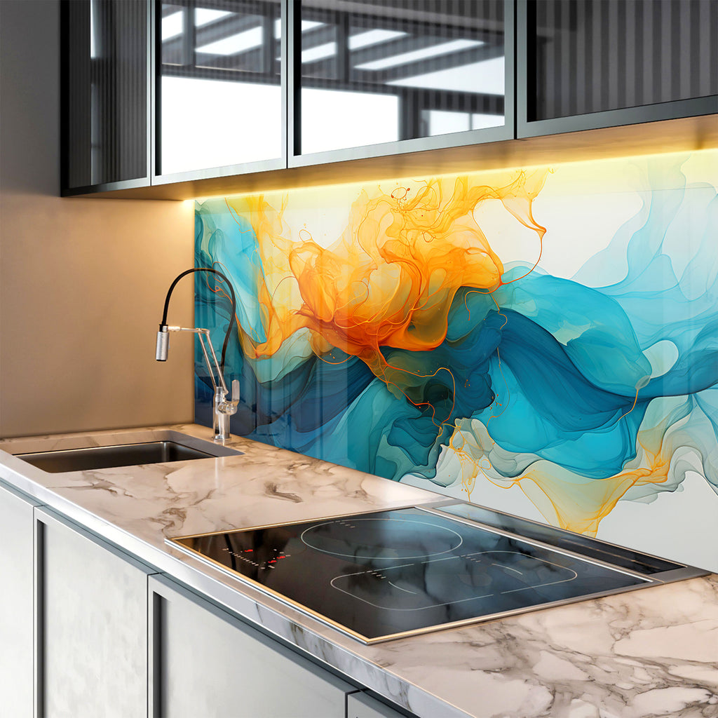 Abstract Tempered Glass Backsplash-BacksplashArtworks