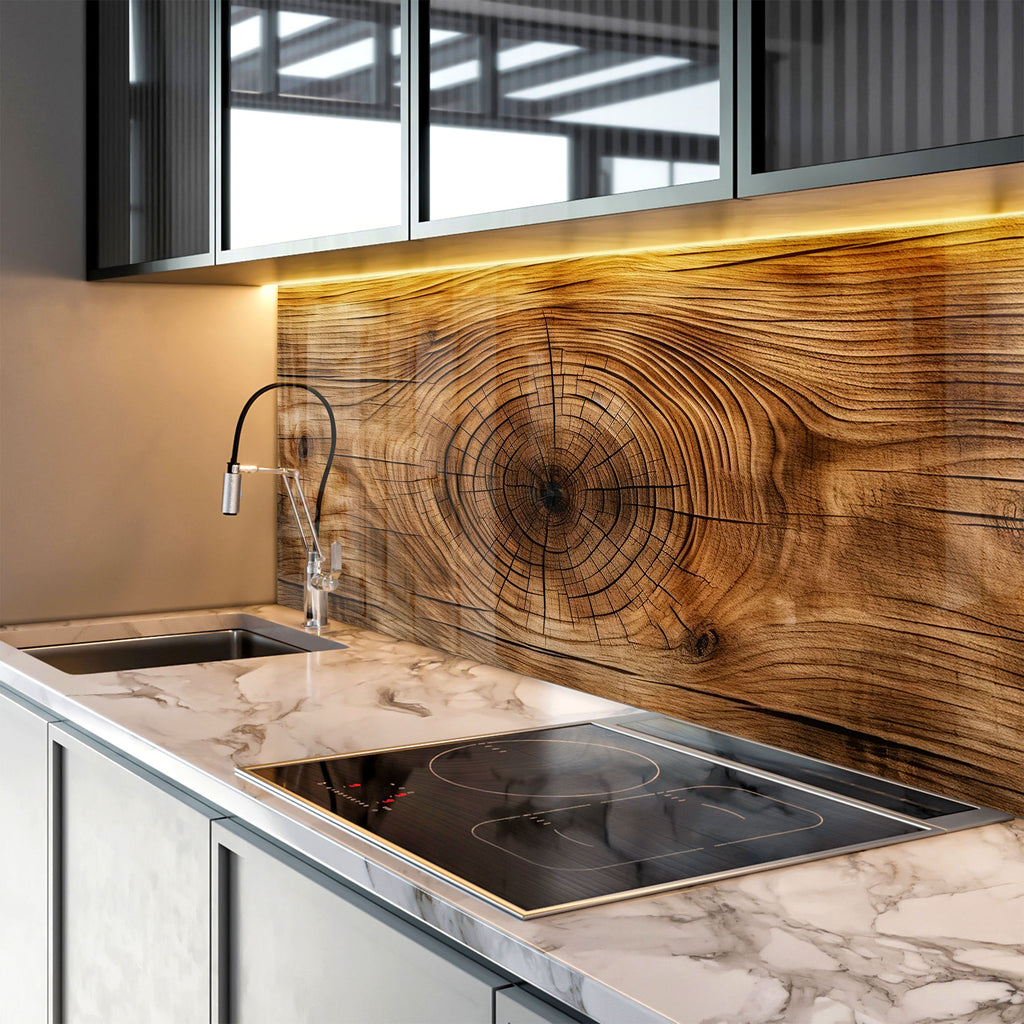 Natural Wood Grain - Glass Kitchen Backsplash-BacksplashArtworks
