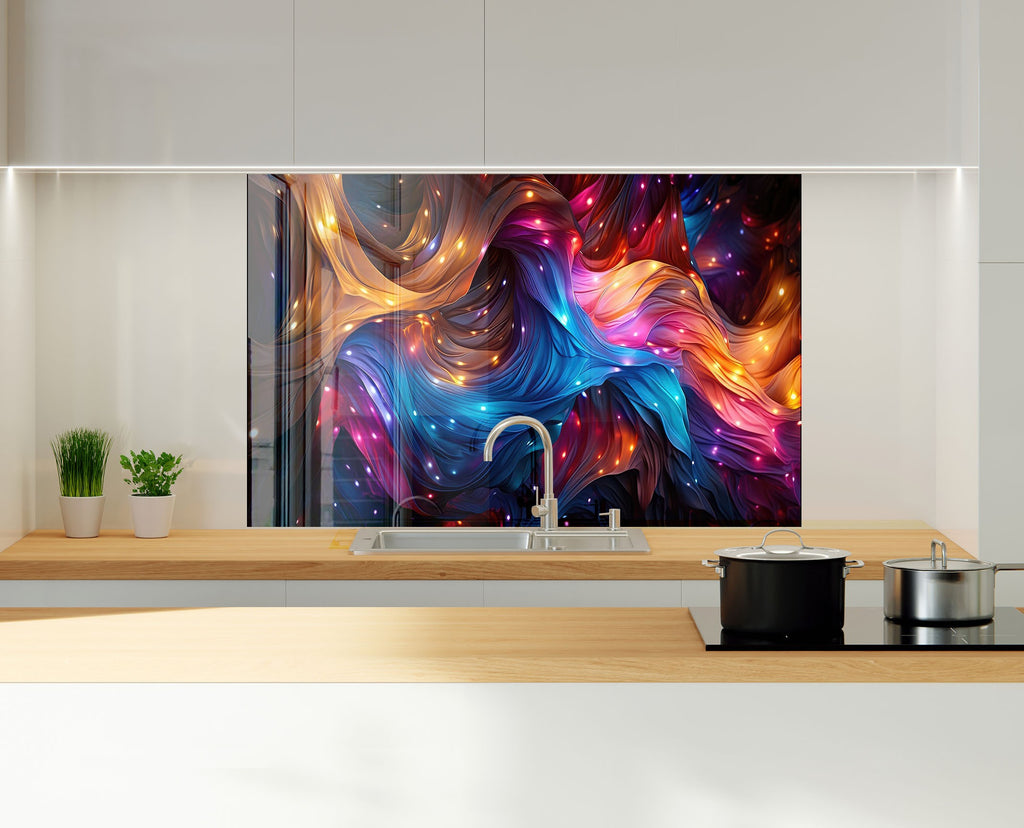 Cosmic Flow – Tempered Glass Kitchen Backsplash-BacksplashArtworks